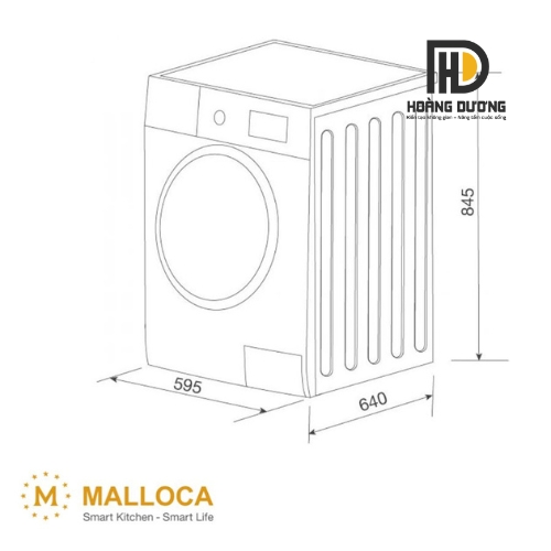 bản vẽ Máy Sấy Quần Áo Malloca MTD-010SIL Lồng Ngang 10Kg