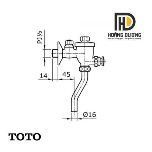 bản vẽ Van Xả Tiểu Nam TOTO DU601N Xả Nhấn