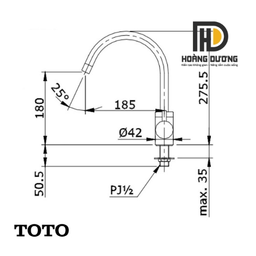 bản vẽ Vòi Rửa Chén TOTO TX606KES Lạnh bản vẽ Vòi Rửa Chén TOTO TX606KES Lạnh
