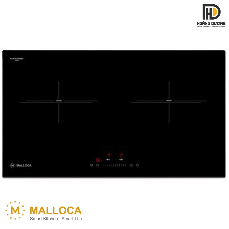 Bếp kính âm điện Malloca MH-732 RN có 2 vùng nấu tiện lợi