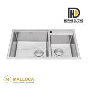 bản vẽ Chậu Rửa Chén Malloca MS-5082W Inox 304 2 Hộc Vuông